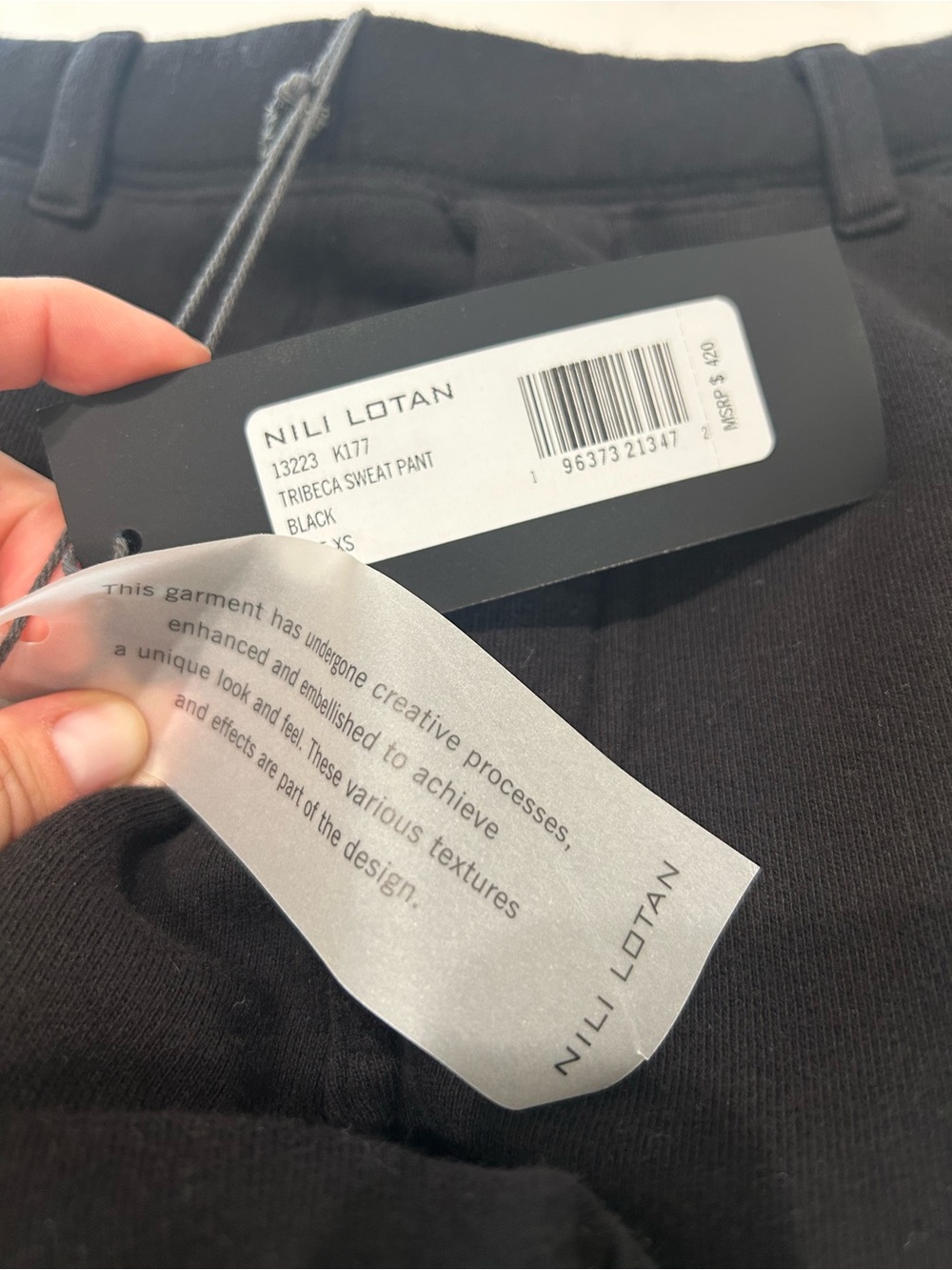 NILI LOTAN Black Tribeca Sweat Pant